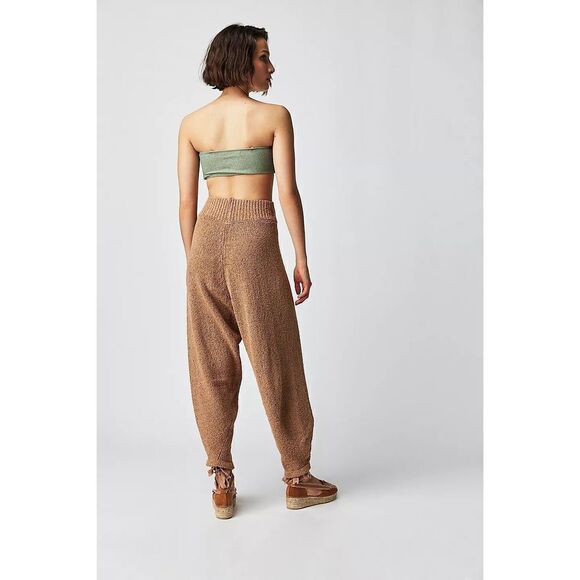 New Free People x Zulu & Zephyr Almond Cotton Blend Knit Pants Size 8 - Picture 4 of 10